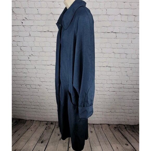 VTG Komitor Navy Buttoned Removable Liner Pockets Trench Coat 20W - Picture 14 of 16